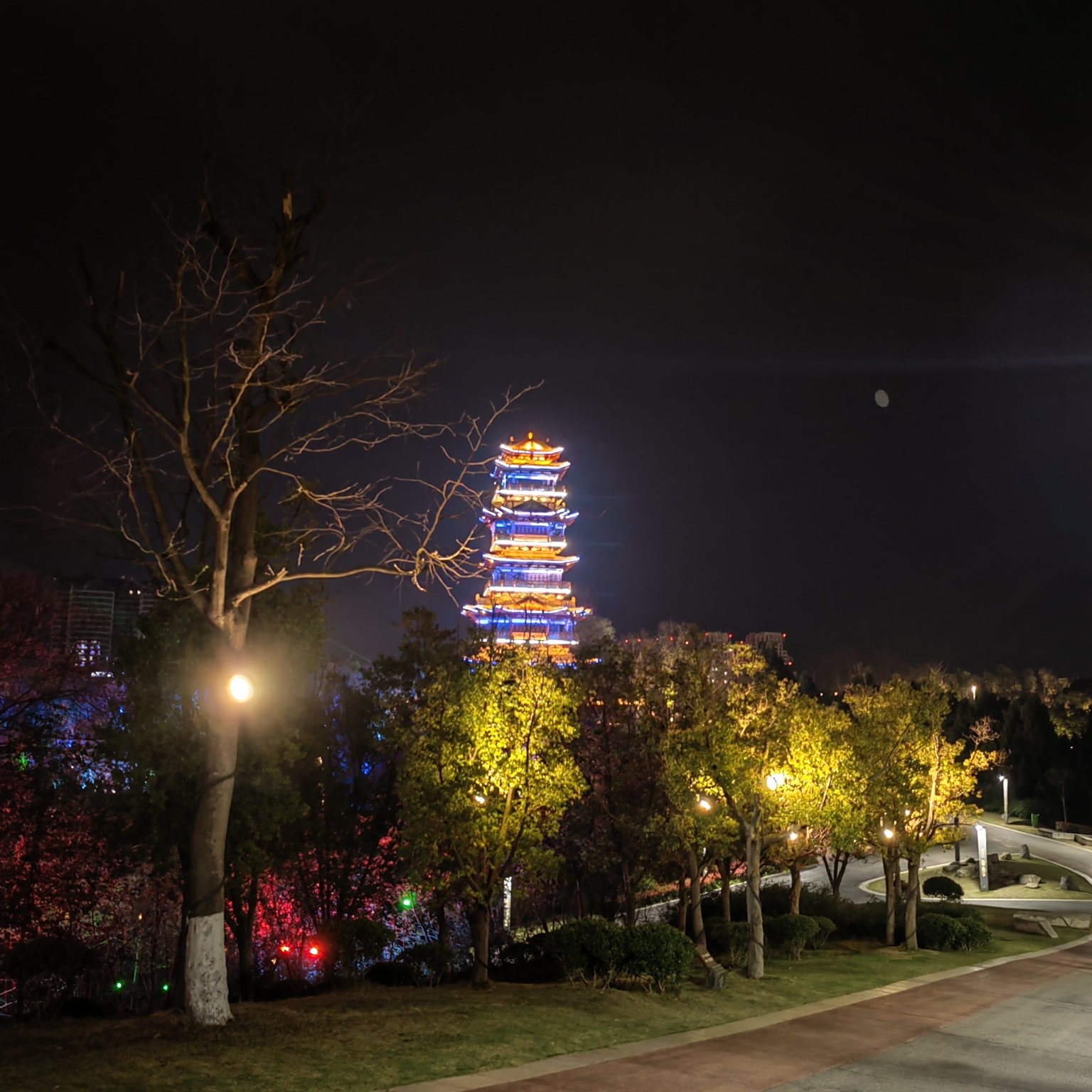 简阳鳌山公园夜景图片