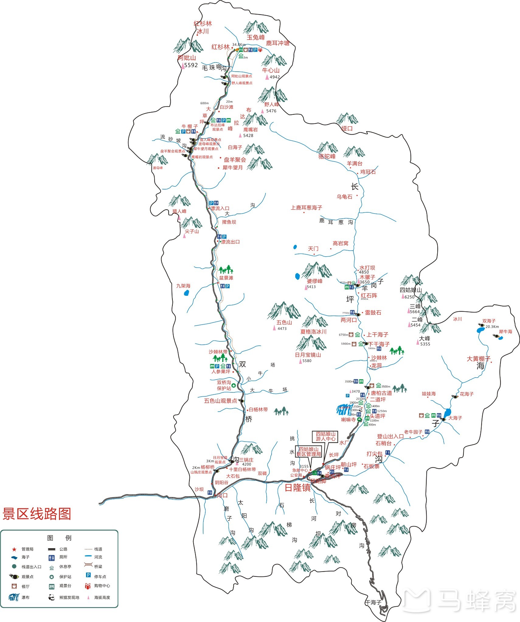 四姑娘山景区分为三条沟:双桥沟,长坪沟